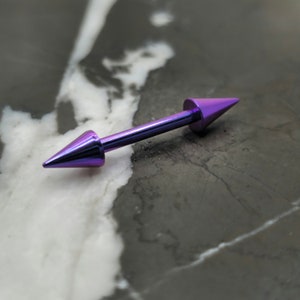 Large Spike Bridge Piercing, 14g Internally Threaded Straight Barbell ASTM F 136 Titanium • 4x6mm Spikes / Cones