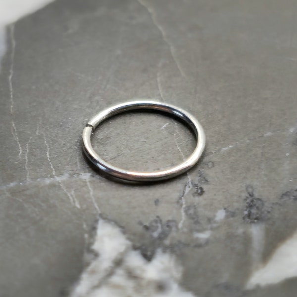 PLATINUM Little Nose Ring, Huggie Hoop Cartilage Earring, .950 Platinum Hypoallergenic Piercing Jewelry Seamless Ring