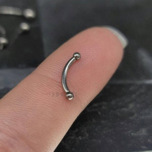 TINY 2mm Ball 16g Titanium Internally Threaded Minimalist Rook Snug Cartilage Earring, Curved Barbell, Eyebrow Ring, Vertical Labret