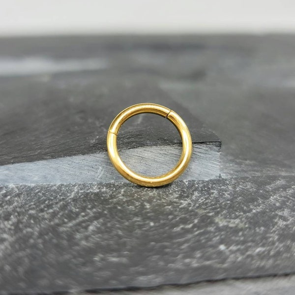 Minimalist GOLD Hinged Clicker Ring. Cartilage Earring, Septum, Eyebrow, Belly Button Hoop, Nose Ring, Lip Ring Jewelry 10g 12g 14g 16g 18g