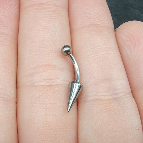 16g 14g Titanium Internally Threaded Long Spike Rook Earring, Implant Grade Titanium, Curved Barbell, Eyebrow Rook Ring, Vertical Labret