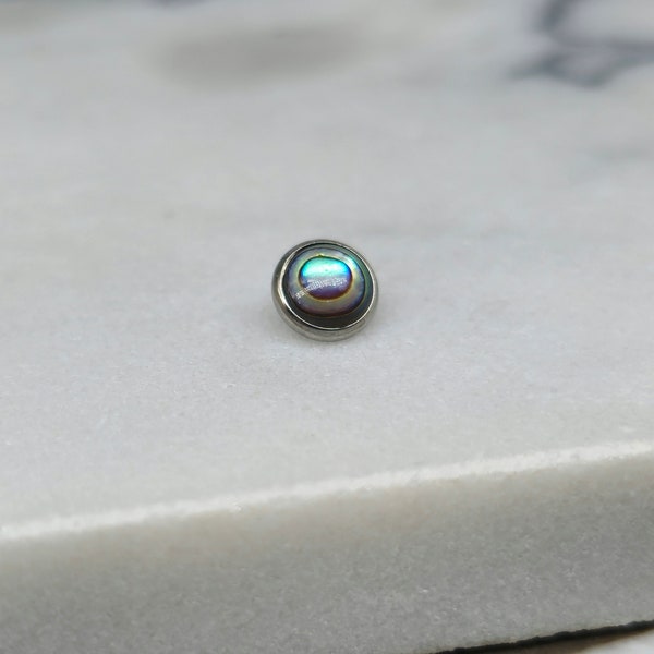 14g Natural Abalone Shell Titanium Dermal Top, 5mm Shell Top