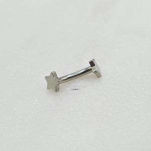 Double Ended Star Bridge Piercing, 16g or 14g Internally Threaded Curved Barbell, Vertical Labret Lip Ring, Eyebrow Jewelry