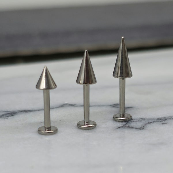 Titanium Spike Lip Ring Stud, Cartilage Earring Large Spike Piercing Jewelry, ASTM F 136 Implant Grade Titanium