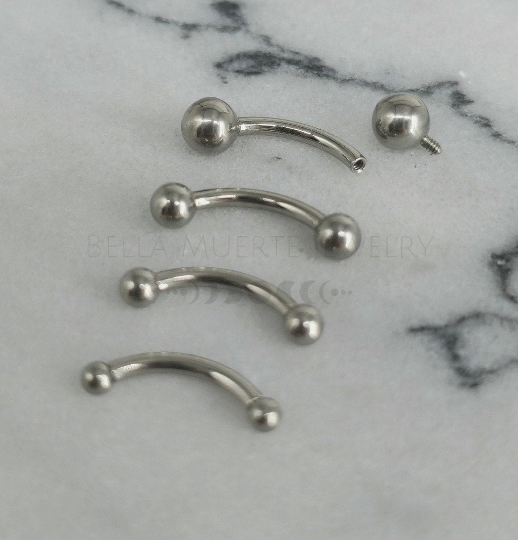 Titanium 16g Curved Barbell | Vertical Labret, VCH Piercing, Eyebrow Ring, Rook Snug Cartilage Earring Anodized