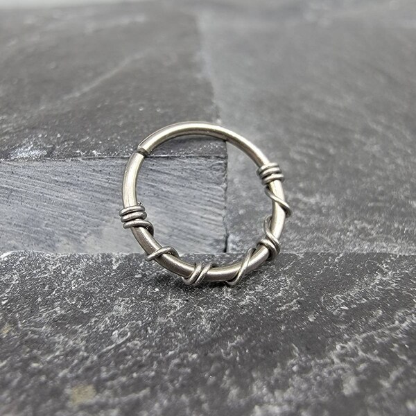 Niobium Banded / Wrapped Piercing Hoop, Nose Ring, Cartilage Earrings, Helix Daith Tragus Conch Septum Ring