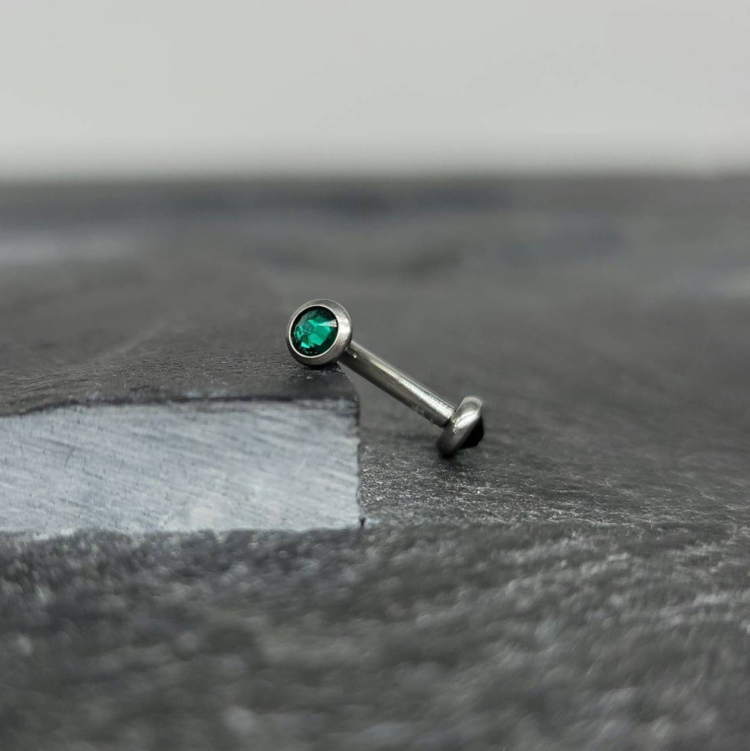 Emerald Green Crystal Rook Earring, Curved Barbell Internally Threaded ...