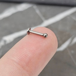 TINY 2mm Ball 16g Titanium Internally Threaded Minimalist Labret Earring, Lip Ring, Cartilage Piercing