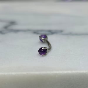 Amethyst Titanium Internally Threaded Rook Earring, Implant Grade Titanium, Curved Barbell, Eyebrow Rook Ring, Vertical Labret