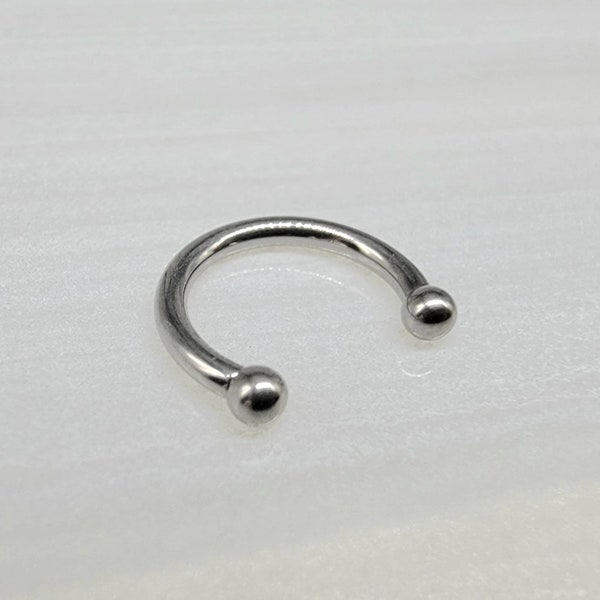 TINY BALL Implant Grade Titanium ASTM F 136 Horseshoe Septum Hoop Ring, Lip Ring, Labret Loop, Cartilage Lobe Earring Smiley Piercing