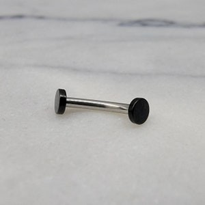 Black Flat Ended Internally Threaded Minimalist Rook Earring, Curved Barbell, Eyebrow Rook Ring, Vertical Labret