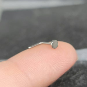 Nickel Free Titanium Minimalist Flat 3mm Nose Ring, L - bend Nose Stud, Boho Dainty Nose Jewelry, 20g or 18g Nostril Piercing Jewelry