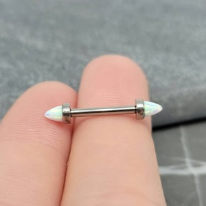 Opal Spike Bridge Piercing, 14g Internally Threaded Straight Barbell ASTM F 136 Titanium