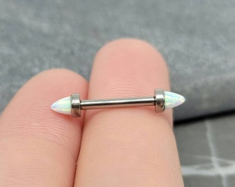 Opal Spike Bridge Piercing, 14g Internally Threaded Straight Barbell ASTM F 136 Titanium