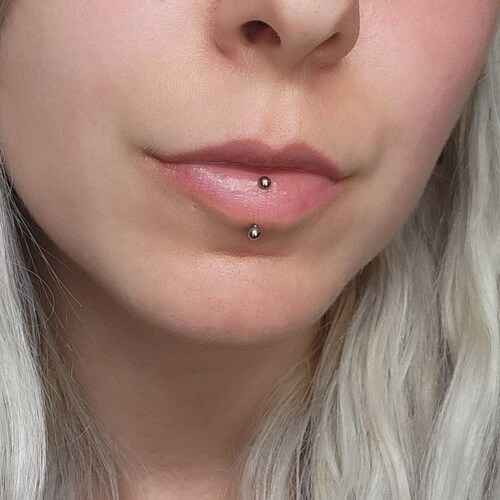 Vertical Labret Lip Ring Silver Curved Barbell in 16g 6mm Etsy