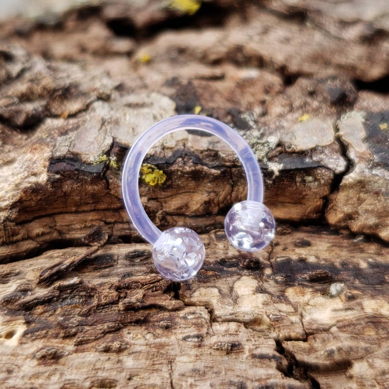 16G Bioflex Retainer Clear Glitter Flexible Piercing Daith Etsy
