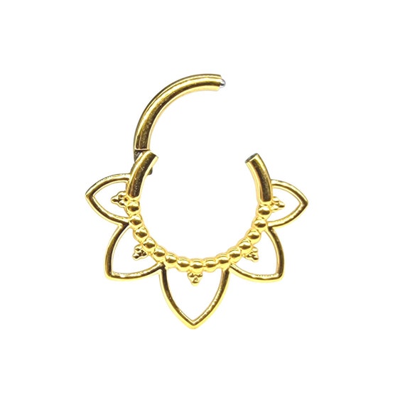 Boho Fan Tribal Clicker Gold Fanned Septum Daith Tragus | Etsy