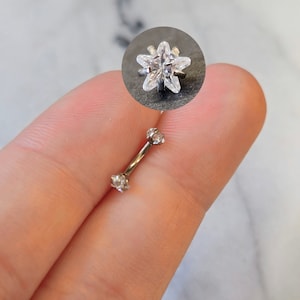 Star Titanium Internally Threaded Rook Earring, Curved Barbell, Eyebrow Ring, Vertical Labret