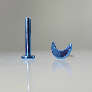 Hypoallergenic Crescent Moon Minimalist Threadless Push-Fit Earring Labret, ASTM F 136 Titanium Implant Grade, Helix Philtrum Nose Stud