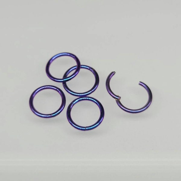 Blurple Implant Grade Titanium Septum Clicker ANODIZED Piercing Ring, ASTM F 136 Conch Cartilage Earring Nose Ring Hoops