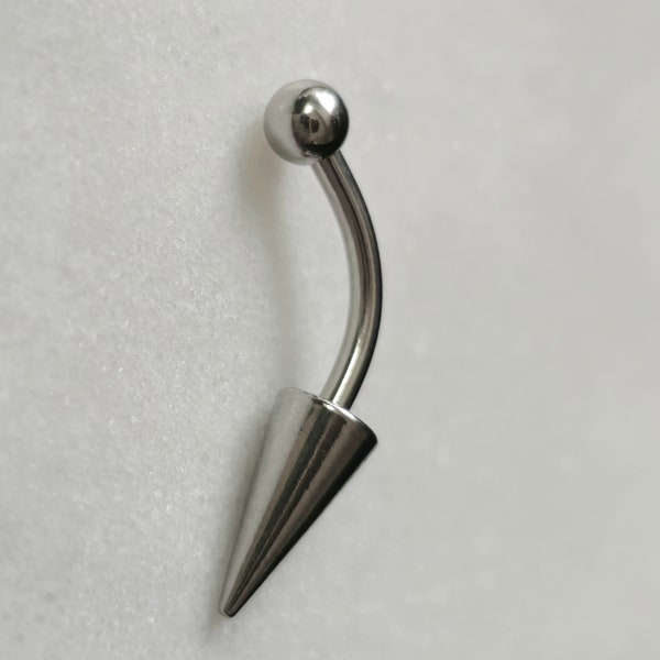Large Spike Vertical Labret Jewelry, Angel Fangs Piercing Curved Barbells in Silver Surgical Steel