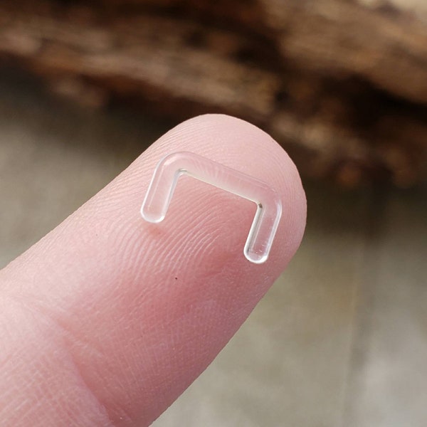 Septum Retainer, Bioflex PTFE Clear Invisible 16g 14g 12g 10g Bioplast Staple Retainer, Hide Your Septum Piercing, Work Jewelry