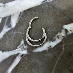 Implant Grade Titanium Double Septum Clicker Piercing Ring, ASTM F 136, Conch Cartilage Earring Nose Ring Hoops Anodized