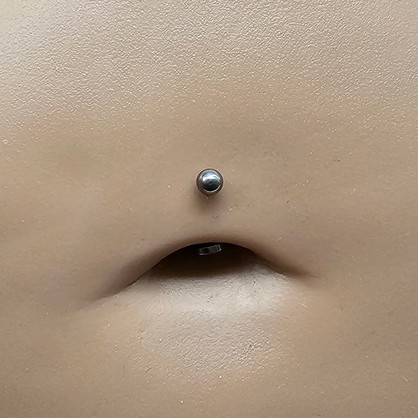 Titanium Petite Floating Belly Button Ring, Internally Threaded Ball Curved Barbell, Minimalist Small Belly Button Navel Ring