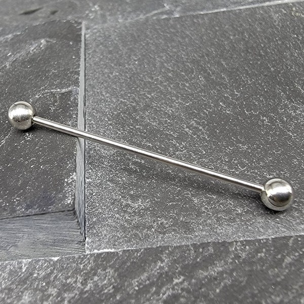 18g 16g 14g Industrial Scaffold Barbell Basic Silver 316L Surgical Steel, 32mm 35mm 38mm