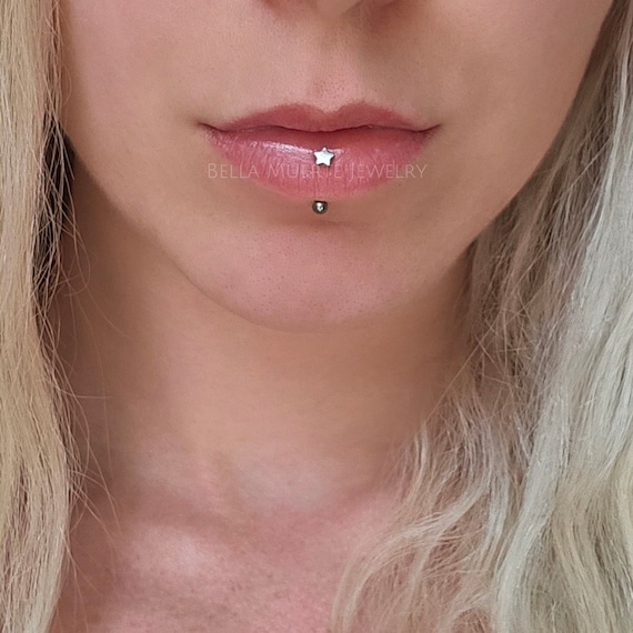 16g Small Star Titanium Internally Threaded Minimalist Flat Rook Earring Curved Barbell Eyebrow Rook Ring Vertical Labret Etsy