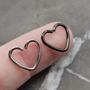 16g Heart Bendable Daith or Helix Cartilage Earring, Black or Silver 316L Surgical Steel