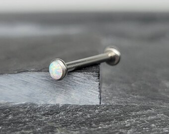 Opal Bridge Piercing Jewelry, ASTM F 136 Titanium Straight Barbell in 14g Implant Grade Hypoallergenic + Nickel Free