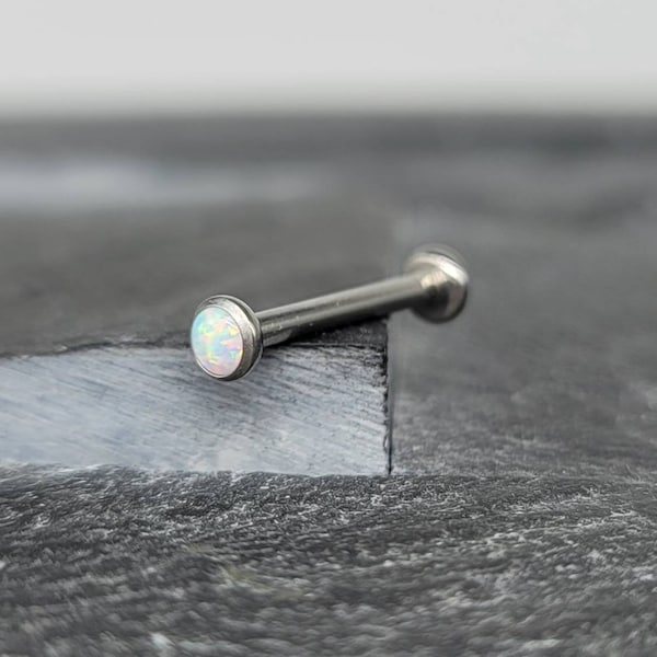 Opal Bridge Piercing Jewelry, ASTM F 136 Titanium Straight Barbell in 14g Implant Grade Hypoallergenic + Nickel Free