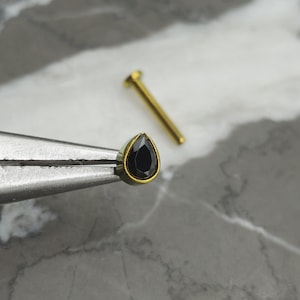 Black Teardrop Gold Labret Flat Back Stud Philtrum Medusa Monroe Helix Conch Cartilage Lip Tragus Earring Threadless