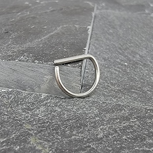 Minimalist Comfort D Shape Hoop Piercing Ring, Simple Basic Septum Rook Daith Conch Cartilage Earring, 316L Surgical Steel