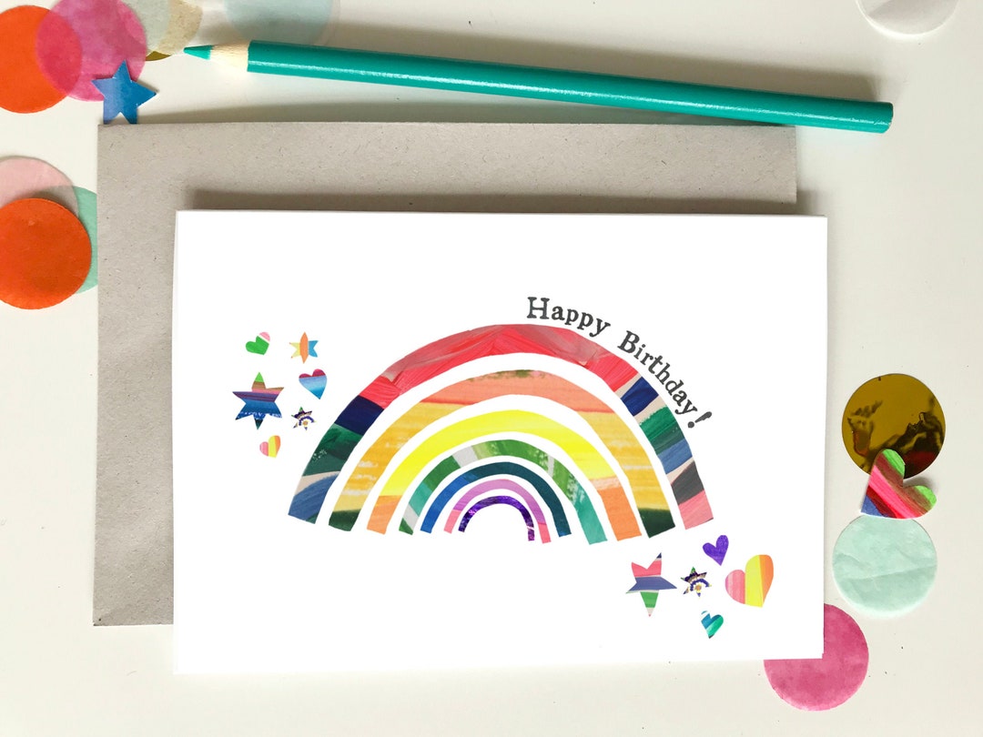 Happy Birthday Rainbow Card - Etsy
