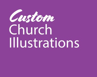 Custom Church Illustration Pen and Ink Black and White 5x7 Gift for him or her #309 WarrenDesignShop