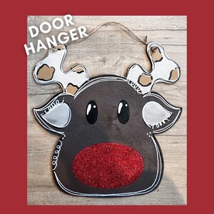 Appendiabiti per porta con renna natalizia leopardata, appendiabiti per porta in legno