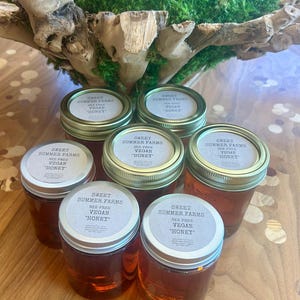 VEGAN &quot;Honey&quot; 100% Bee Free Vegan Honey natural ingredients personalized label and flavors
