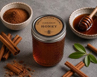 Cinnamon Infused Honey, Raw Arizona Honey, Personalized Label