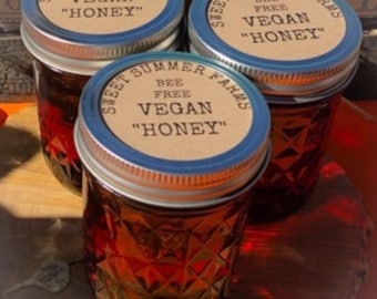 VEGAN "Honee" 100% Bee Free Vegan Honey substitute natural ingredients personalized label personalized favors Easter themed hostess gift