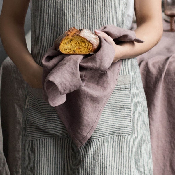 Linen tea towel. Woodrose linen hand towel. Stonewashed soft dish towel. Kitchen towel. Natural linen dishclothes