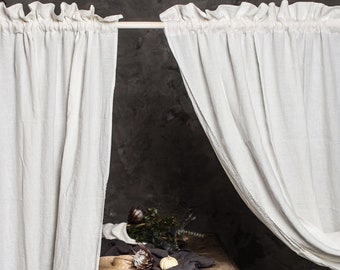 Linen curtain 1 PANEL. White washed soft drapes with rod pocket. Natural linen custom size curtains. Farmhouse decor. Shabby chic style