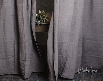 Linen curtains 1 PANEL. Gray washed soft drapes with rod pocket. stonewashed linen custom size curtains. Farmhouse decor. Shabby chic style