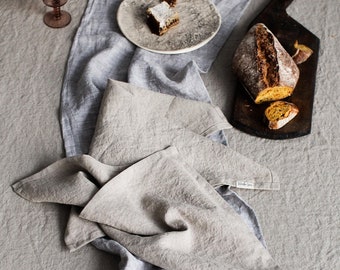 Linen napkin. Washed soft linen table napkin. Natural stonewashed linen napkin set of 4 6 8 10 12. Gray table decor