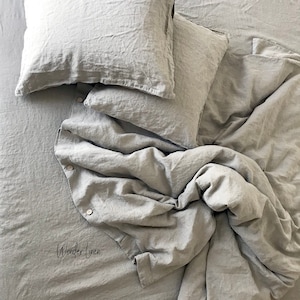 Linen bedding set King or Queen size duvet cover with button closure and 2 envelope pillow cases image 7