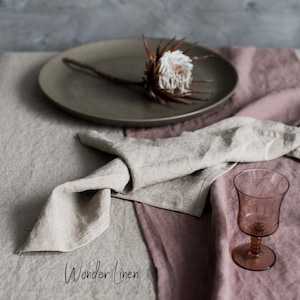 Linen napkin. Washed soft linen table napkin. Natural stonewashed linen napkin set of 4 6 8 10 12. Gray table decor image 1