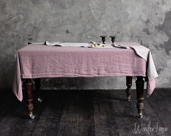 Linen tablecloth. Washed soft linen table cloth. Woodrose stonewashed linen custom size tablecloth. Natural dinnig tablecloth