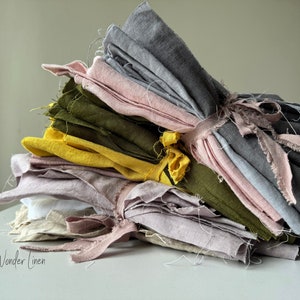 Linen Remnants Bundle 1.1 lbs / 0.5 kg. 100% linen scraps. Soft flax for quilting, pure softened linen for sewing toys, craft projects image 2