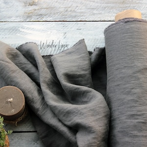 Grauer Leinenstoff / 100% weicher gewaschener Flachs-Massenbestand oder Meterware für Kleid / flachsgrauer reiner weicher Leinenstoff zum Nähen / stonewashed / organic